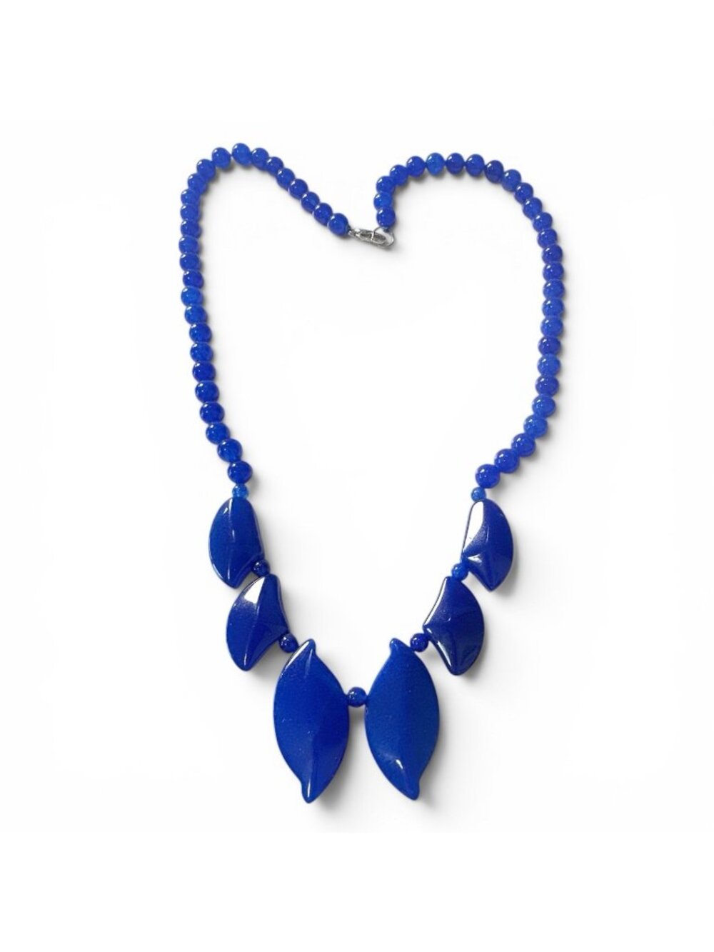 Original Art Deco CZECH Cobalt Blue Glass Drop NECKLACE - Picture 2 of 4
